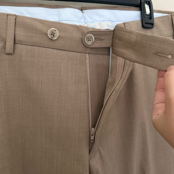 NEW 6 East 36 Loro Piana Tan 100% Extrafine Merino Wool Flat Front Dress Pants - Picture 9 of 12